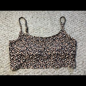 Aerie Leopard Print Scoop Crop Tankini Swim Top XXL